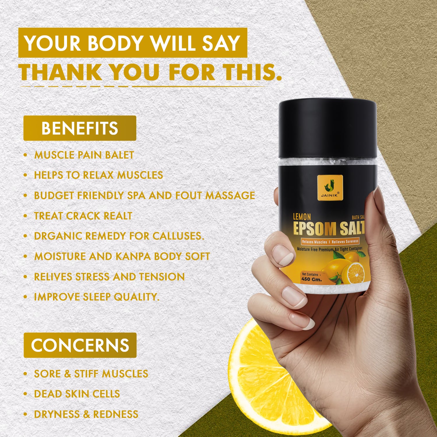 Lemon Bath/Epsom Salt & Magnesium Sulphate For Muscle Relaxation