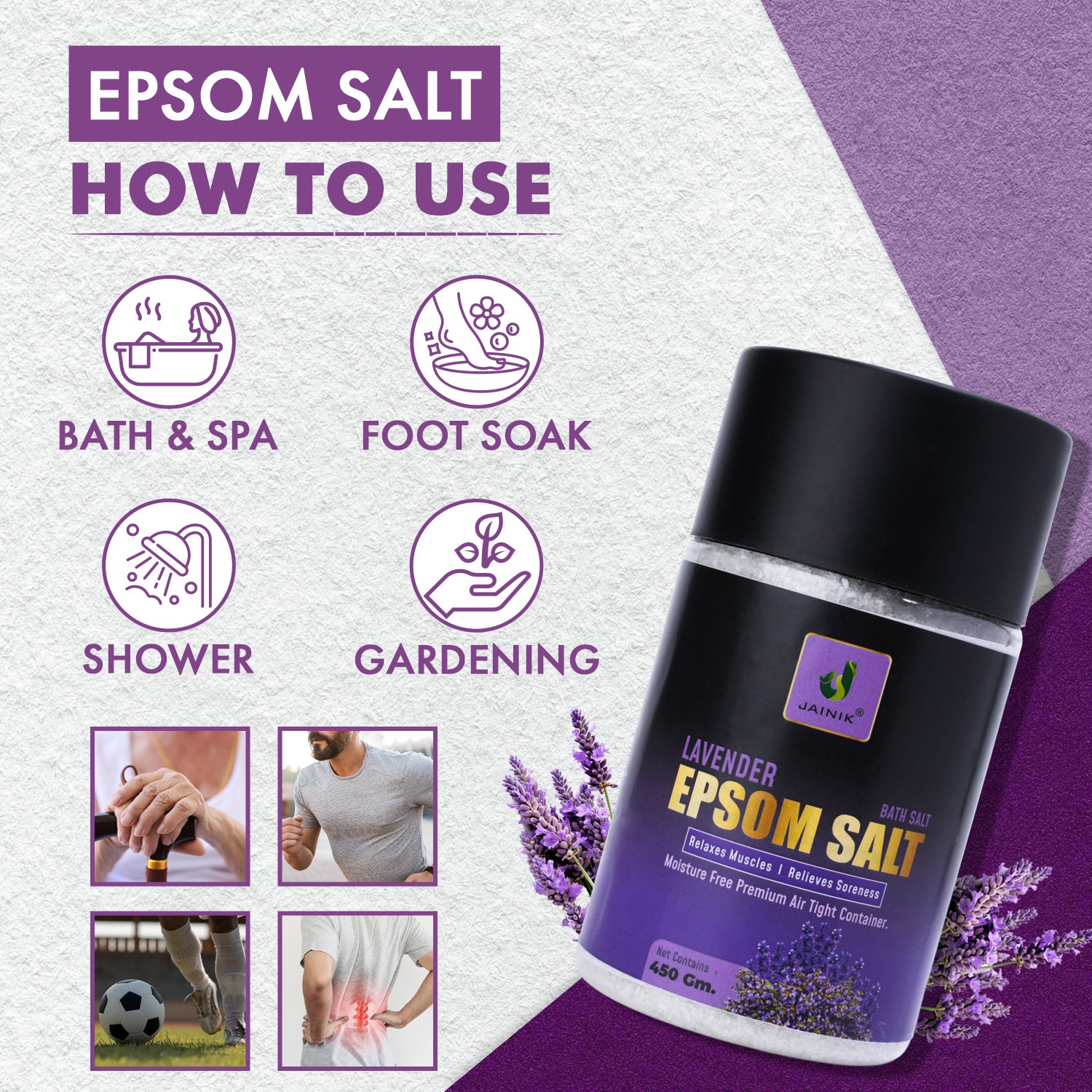 Lavender Bath/Epsom Salt & Magnesium Sulphate For Muscle Relaxation