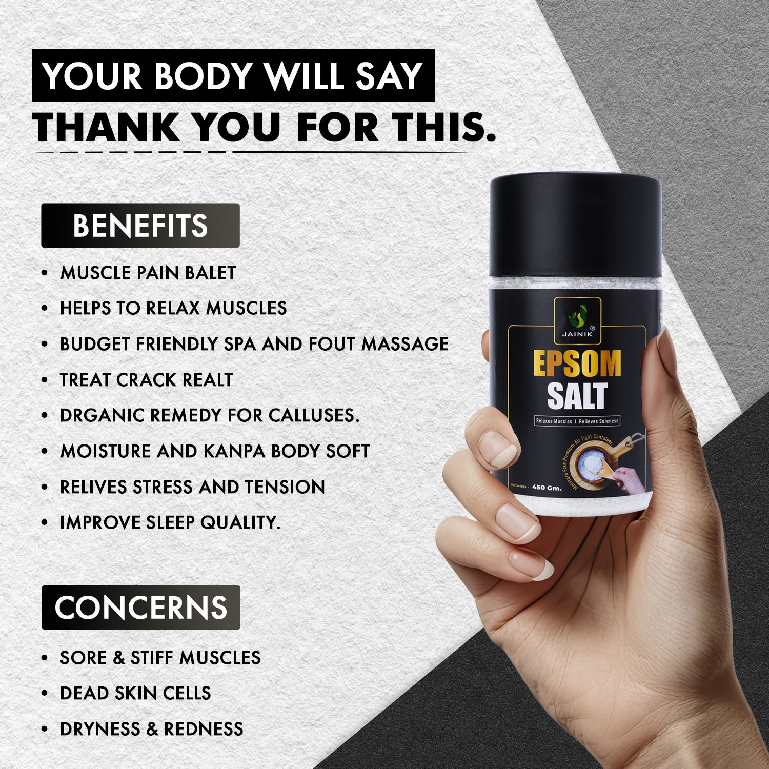 Plain Bath/Epsom Salt & Magnesium Sulphate For Muscle Relaxation