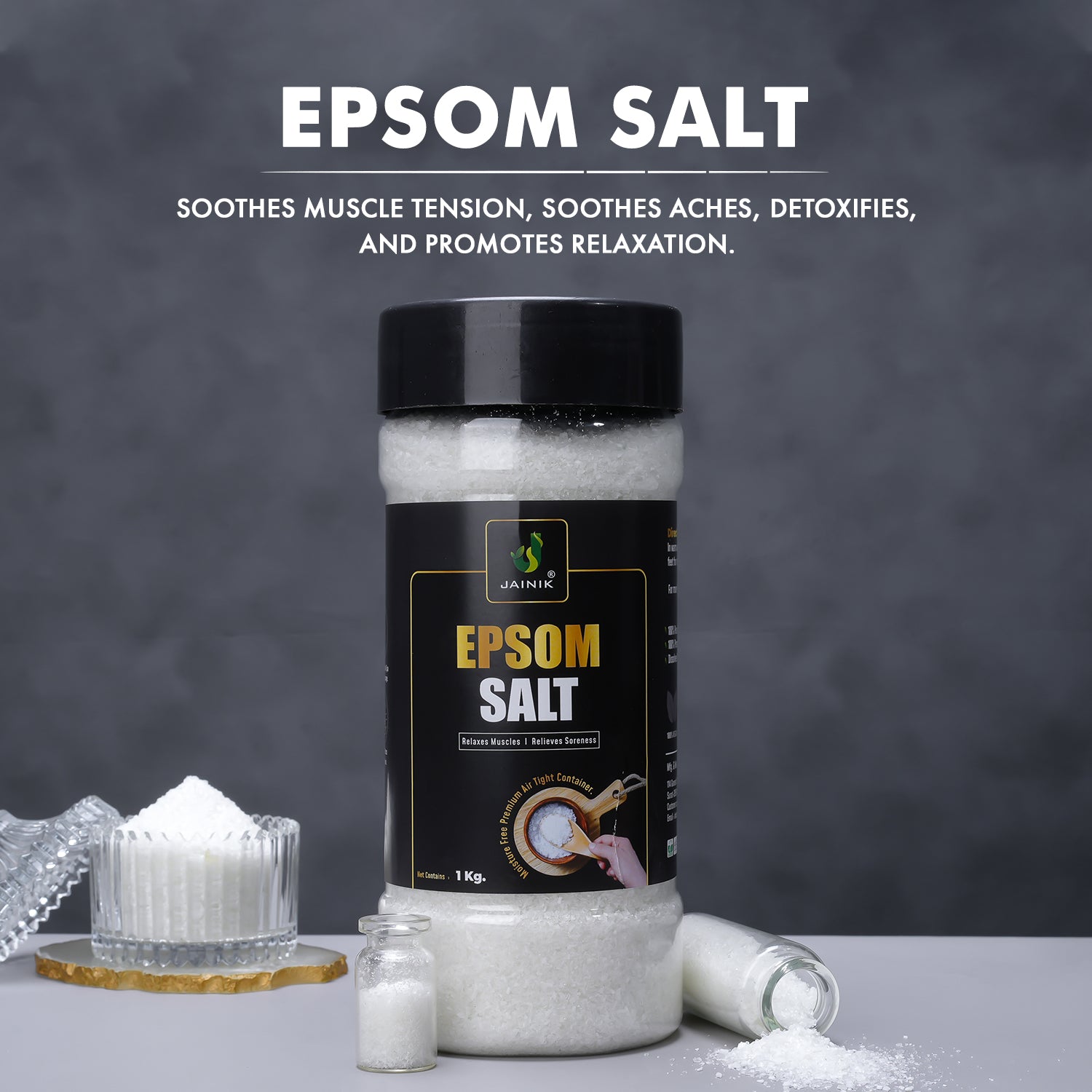 Plain 1KG Bath/Epsom Salt & Magnesium Sulphate For Muscle Relaxation