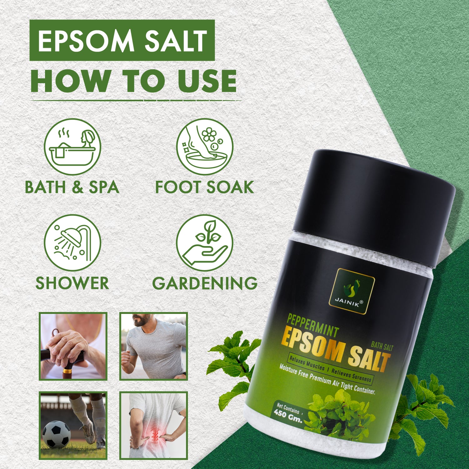 Peppermint Bath/Epsom Salt & Magnesium Sulphate For Muscle Relaxation