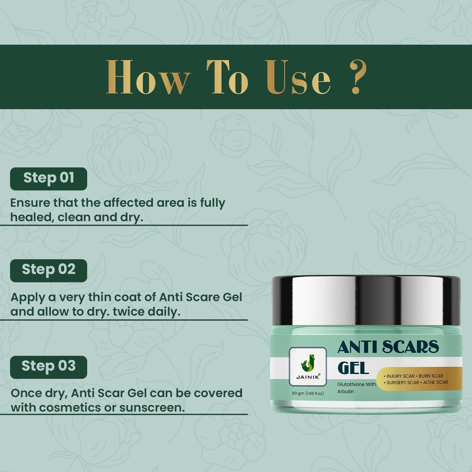 Anti Scar Gel For Injury Scar, Burn Scar, Surgery Scar, Acne Scar | For All Skin (50 g)