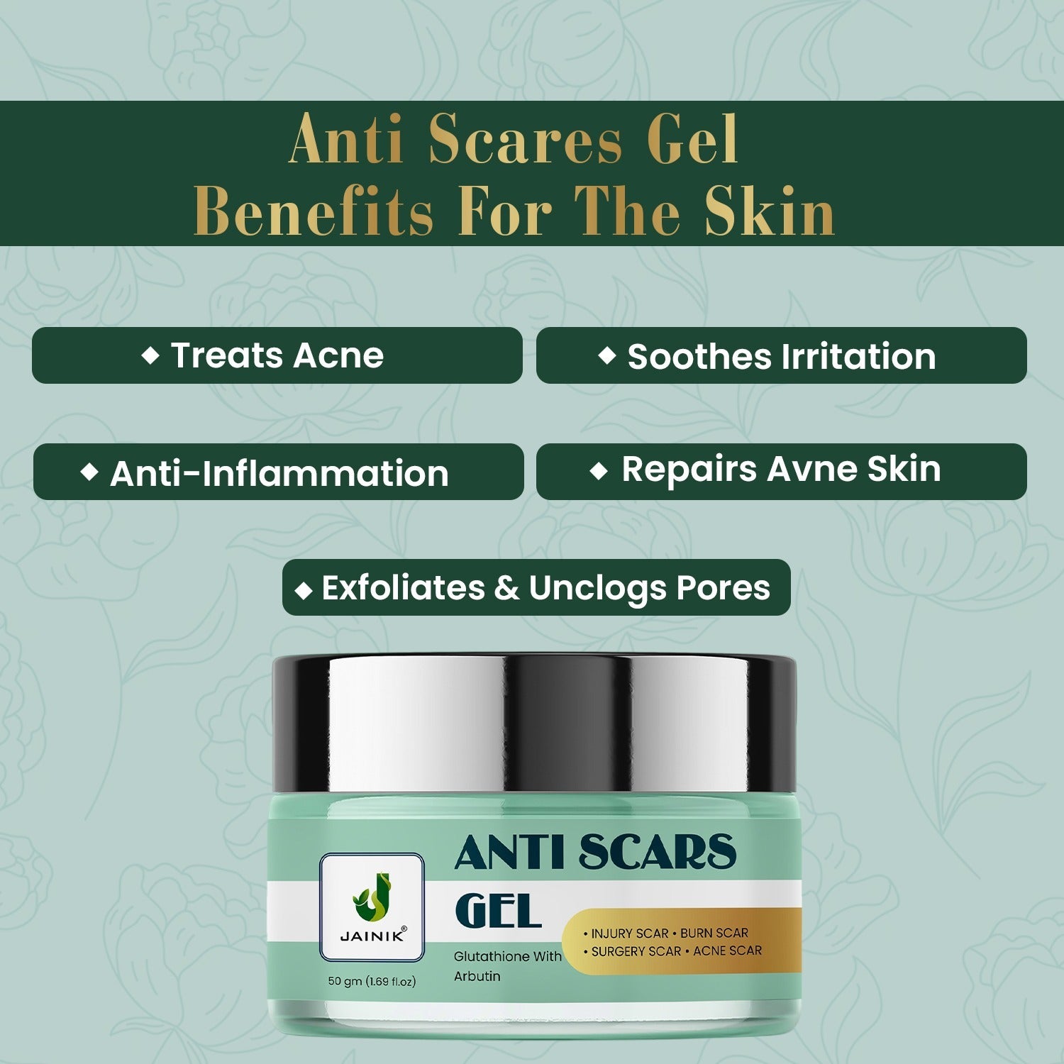 Anti Scar Gel For Injury Scar, Burn Scar, Surgery Scar, Acne Scar | For All Skin (50 g)