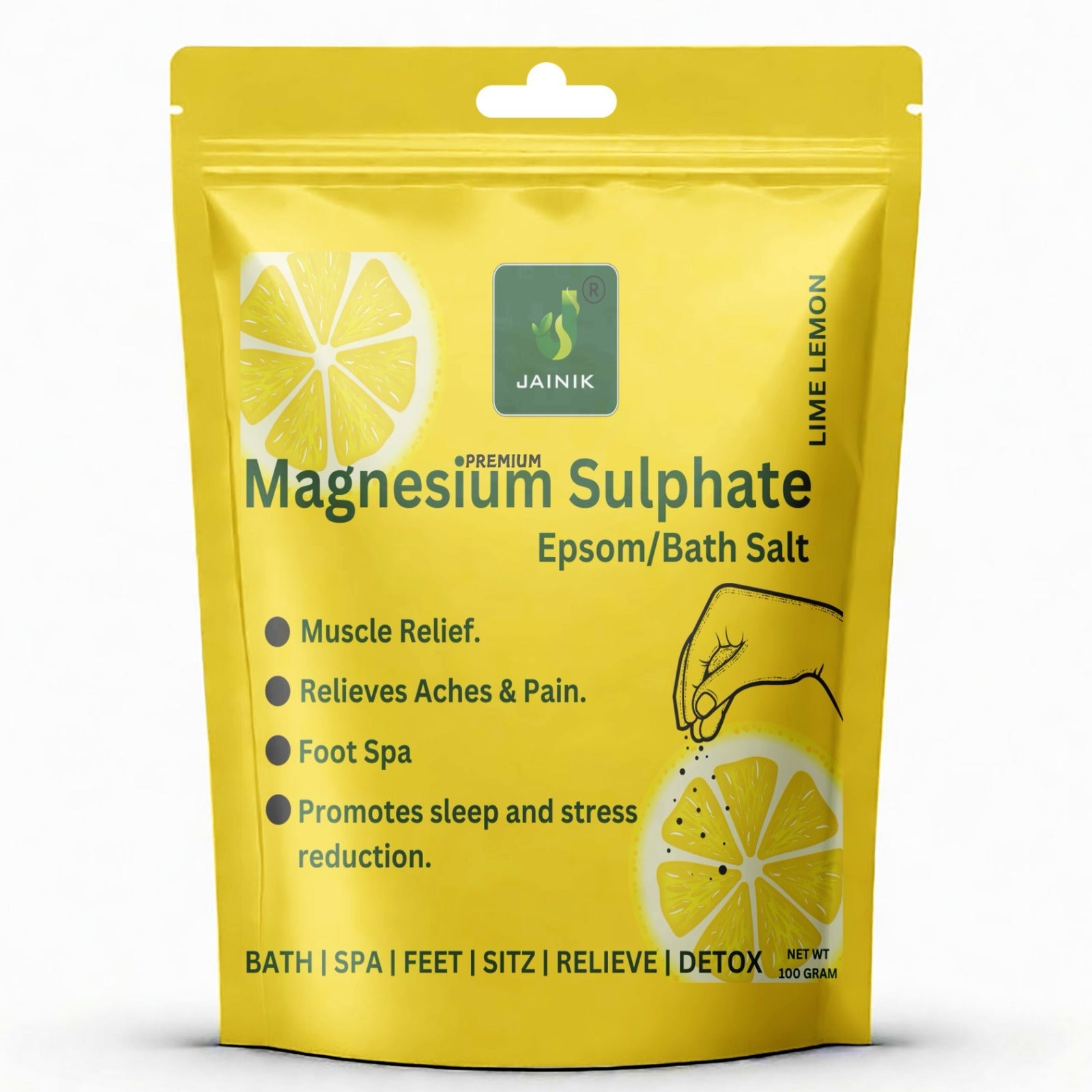JAINIK lemon Epsom Bath Salt For Muscle Relief, Relieves Aches & Pain