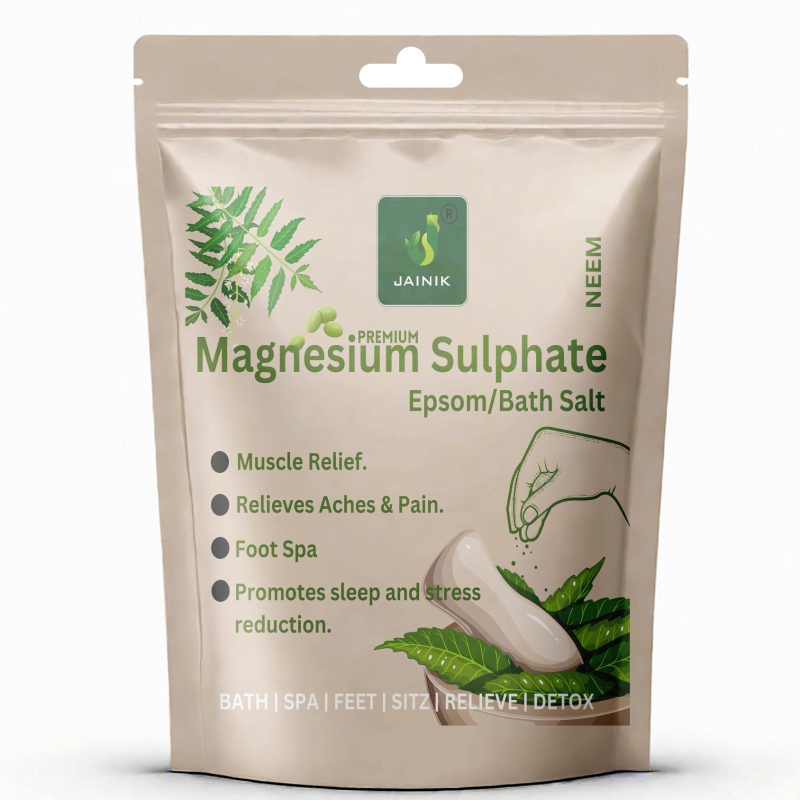 JAINIK NEEM  Epsom Bath Salt For Muscle Relief, Relieves Aches & Pain