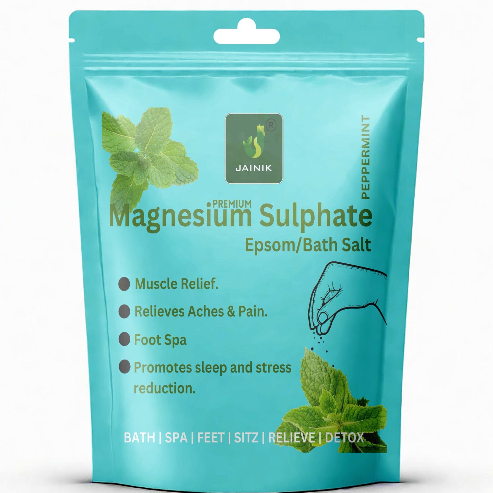 JAINIK PEPERMINT Epsom Bath Salt For Muscle Relief, Relieves Aches & Pain  (450 g)