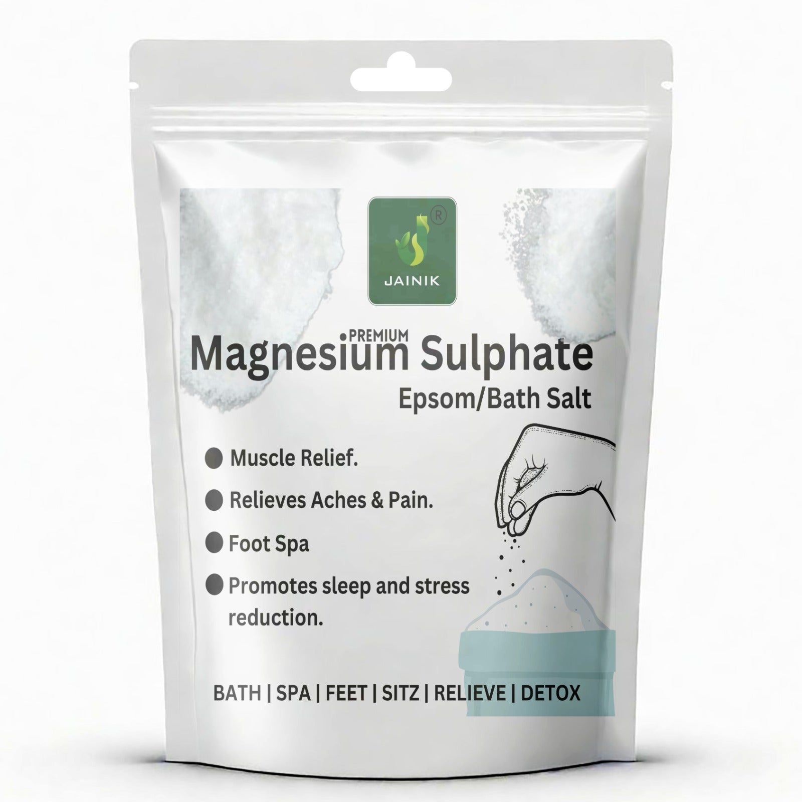 JAINIK Epsom Bath Salt Crystal And Bath, For Muscle Relief, Relieves Aches & Pain.  (1000 g)