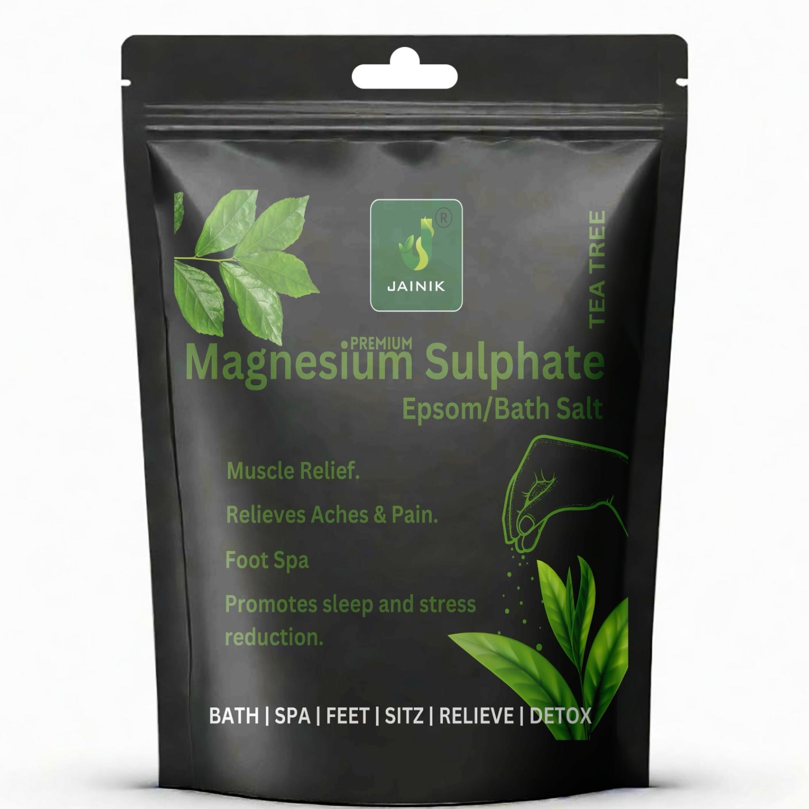 JAINIK TEA TREE Epsom Bath Salt For Muscle Relief, Relieves Aches & Pain  (450 g)