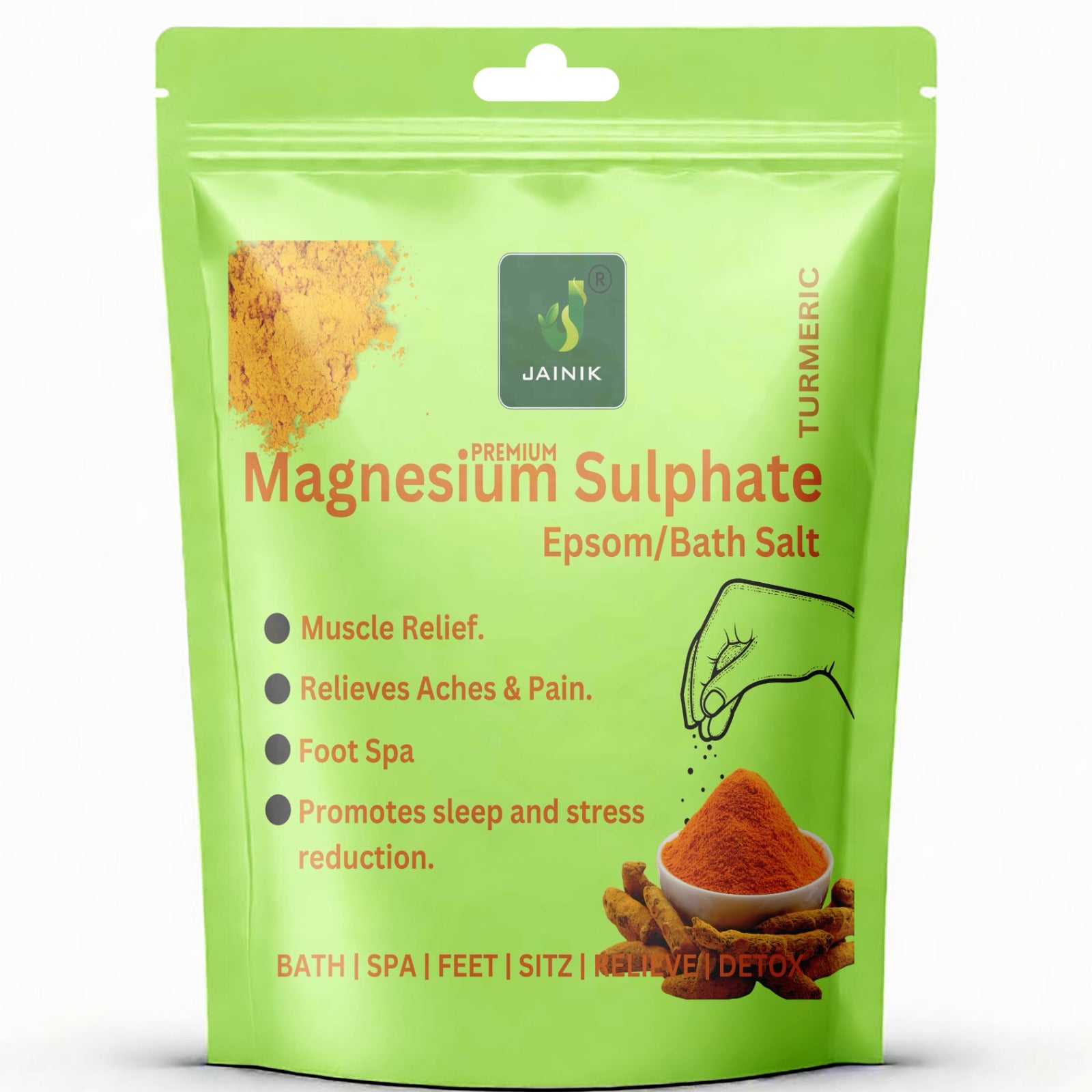 JAINIK TURMERIC Epsom Bath Salt For Muscle Relief, Relieves Aches & Pain  (450 g)